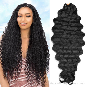 28inch Deep Ocean Wave Braiding Hair Ocean Wave Crochet Hair  Synthetic Soft Long Wavy Crochet Hair Extensions with Curly Ends